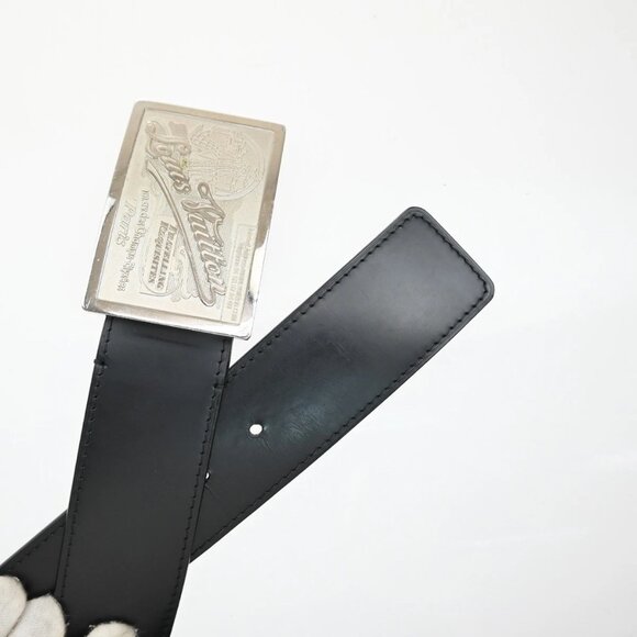 LOUIS VUITTON Logo Ceinture Jeans Belt Leather Black Silver Spain M6812 64KB381 - Picture 5 of 14